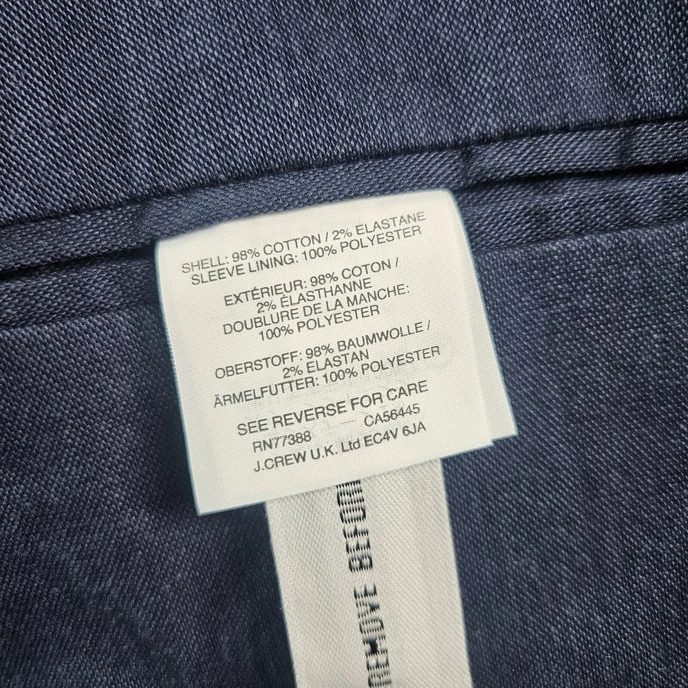 $168 NWT J Crew‎ 38R Blazer Suit Jacket Men Ludlow Cotton Blend Dark Bluish Gray